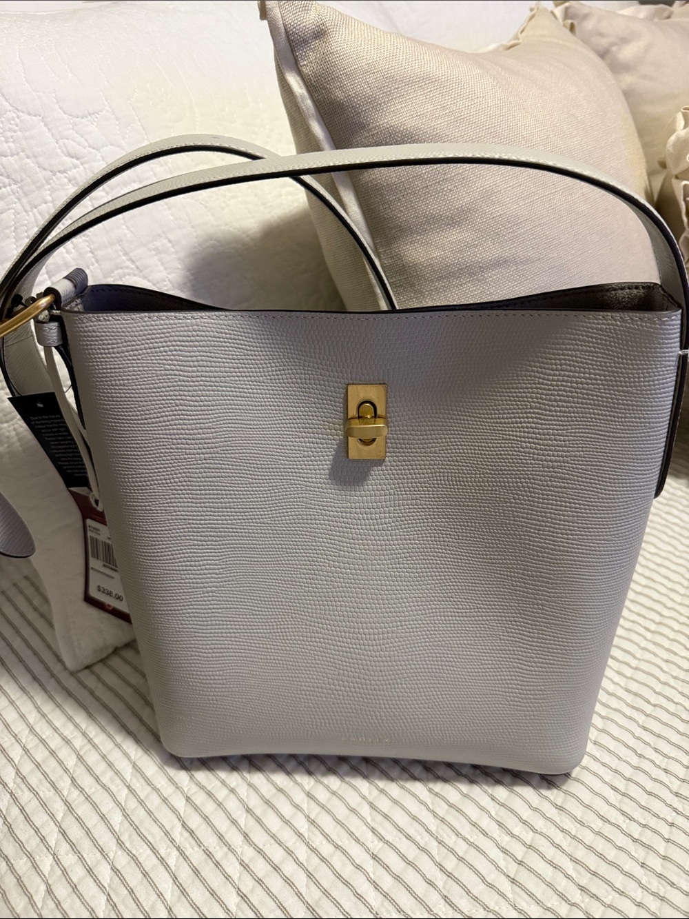 Radley London Structured Light Gray Textured Leather Shoulder Bag. New WT.